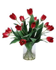 Waterlook® Red Tulips in Glass Cylinder