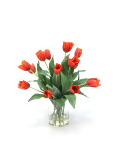 Waterlook® Red Orange Tulips In Glass