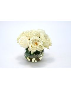 Waterlook® Cream White Roses in Rose Bowl