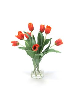 Waterlook® Red-Orange Tulips in Glass Cylinder