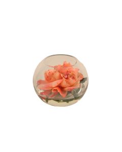 Sunset Large Open Rose in Clear Rose Bowl (Set of 2)