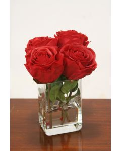 Waterlook&Reg; Red Roses in Clear Glass Vase