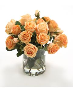 Waterlook® Peach Roses in Glass Cylinder