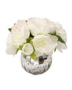 Waterlook® White Peonies in Mercury Glass