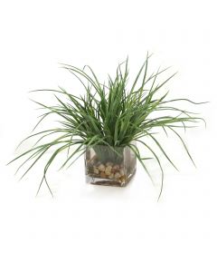 Grass with Rocks in Cube Vase