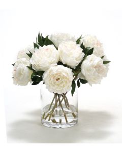 Waterlook® White Peonies in Glass Cylinder