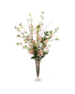 Waterlook® Cherry Blossoms in Trumpet Vase with Gold Rim