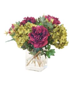 Waterlook® Green Hydrangea and Burgundy Peonies