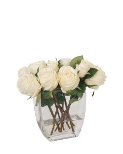Waterlook® Champagne Rose Buds in Rectangular Vase