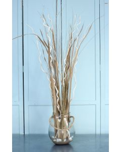 Waterlook® Corkscrew Willow and Grass with Sand and Shells in Glass