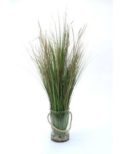 Waterlook® Tall Grass with White Rocks in Clear Glass Cylinder with Rope