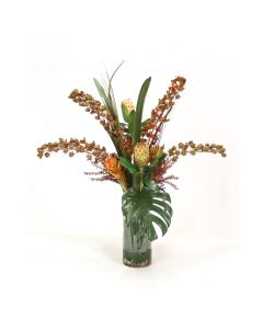 Dendrobium Orchid with Protea and Berries