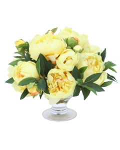 Yellow Peonies in Low Footed Bowl