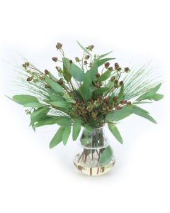 Hypericum Berries in Glass Vase with Rim