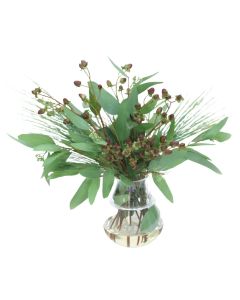 Hypericum Berries in Glass Vase with Rim