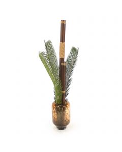 Cycas Palms with Rattan Poles in Leopard Vase