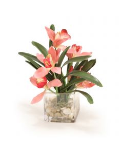 Orchids with Foliage in Glass