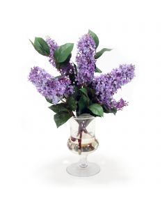 Lavender Blue Lilac in Glass Urn