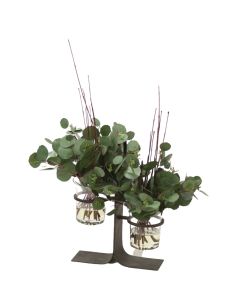 Silver Dollar Eucalyptus in Small Flared Glass with Metal Stand