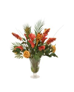 Harvest Tone Mixed Arrangement in Flared Glass Urn