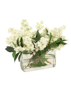 White Lilac's in Low Rectangle Vase