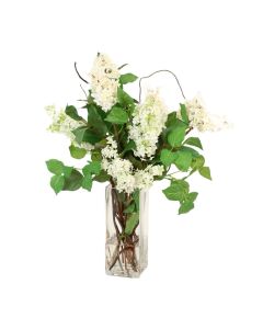 White Lilac's in Tall Square Vase