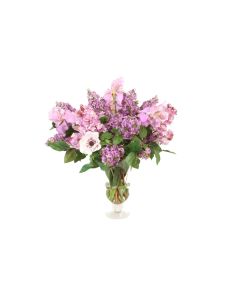 Lavender Lilac's in Flared Glass Vase