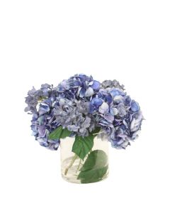 Baby Blue Hydrangea's in Glass Cylinder