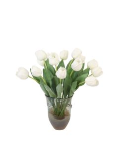 White Tulips in Brown Art Glass