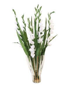 White Glads in Fluted Vase