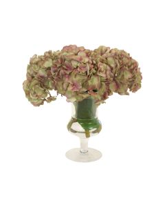 Amethyst Green Hydrangea in Glass Urn