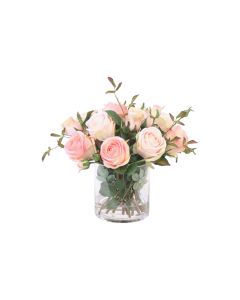 Cream Pink Roses in Cylinder