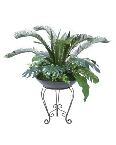 Tropical Greenery Mix in Metal Plant Stand