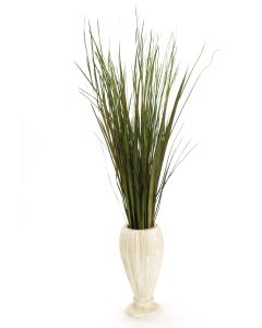 Mixed Grasses in Fluted Aged White Vase