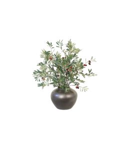Olive Tree Branches in Bronze Stoneware Vase