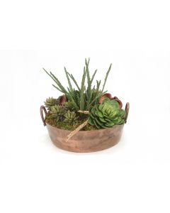 Mixed Succulents in Round Copper Planter