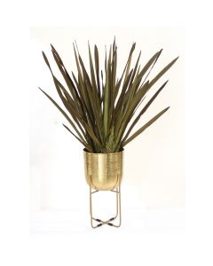 Tropical Blade Foliage in Brass Plant Stand- Small