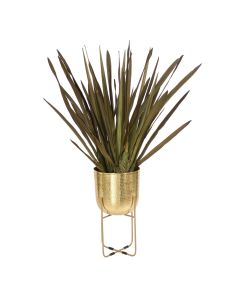 Tropical Blade Foliage in Brass Plant Stand- Small