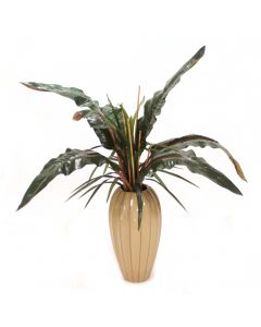 Bird of Paradise Mixed with Tropical Foliage in Floor Vase