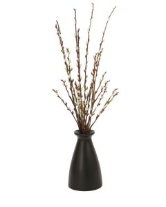 Pussy Willow Branches in Tall Wood Vase