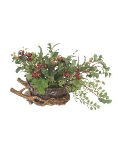 Berries and Greenery in Porcelain Bowl