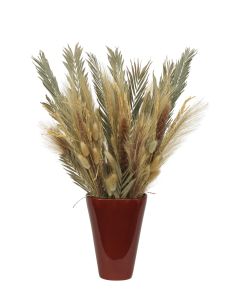 Tan Natural Grasses in Oxblood Vase