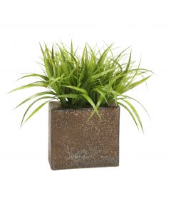 Grass in Small Bronze Rectangle Vase