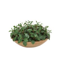 Sculpted Greenery in Round Mocha Glazed Stoneware