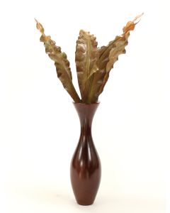 Brown Anthurium Leaves (Drop-Ins) In Flared Wood Vase