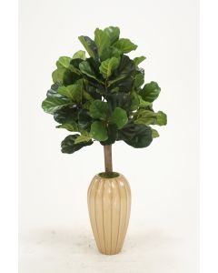 Fiddle Leaf Fig Floor Plant in Milu Brown Fluted Ceramic Vase