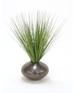 Green Grass In Bronze Round Ceramic