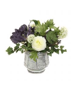 Navy and White Garden Mix in Blue and White Planter