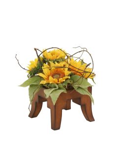Yellow Sunflowers on Wooden Stand