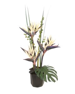 Black Birds of Paradise in Black Ceramic Planter